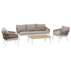 Juego de jardín ORIENGO gris pardo y blanco