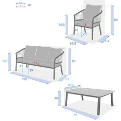 Juego de jardín ORIENGO gris pardo y blanco