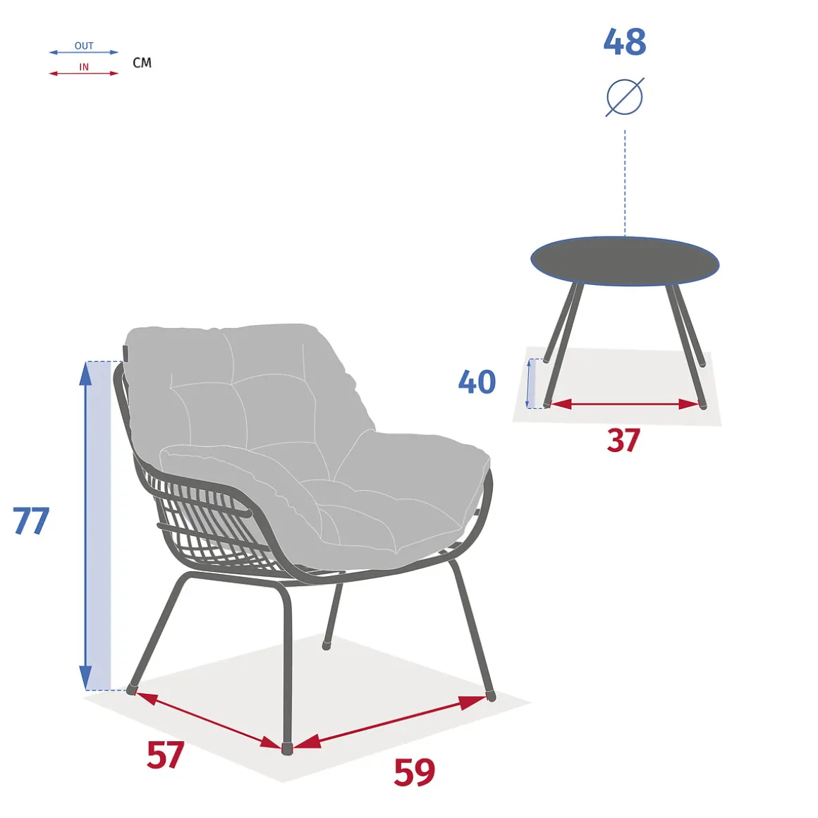 Juego de jardín PAOPAO blanco 2 plazas