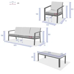 Juego de jardín PAVANE gris graphite