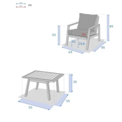 Juego de jardín TIWI de madera acacia