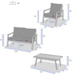 Juego de jardín TIWI de madera acacia