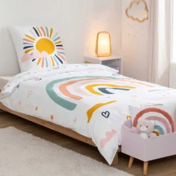 Juego Funda Nórdica Y De Cojín Arco Iris 140x200cm
