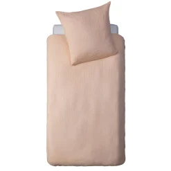 Juego funda nórdica y funda de cojín de gasa rosa