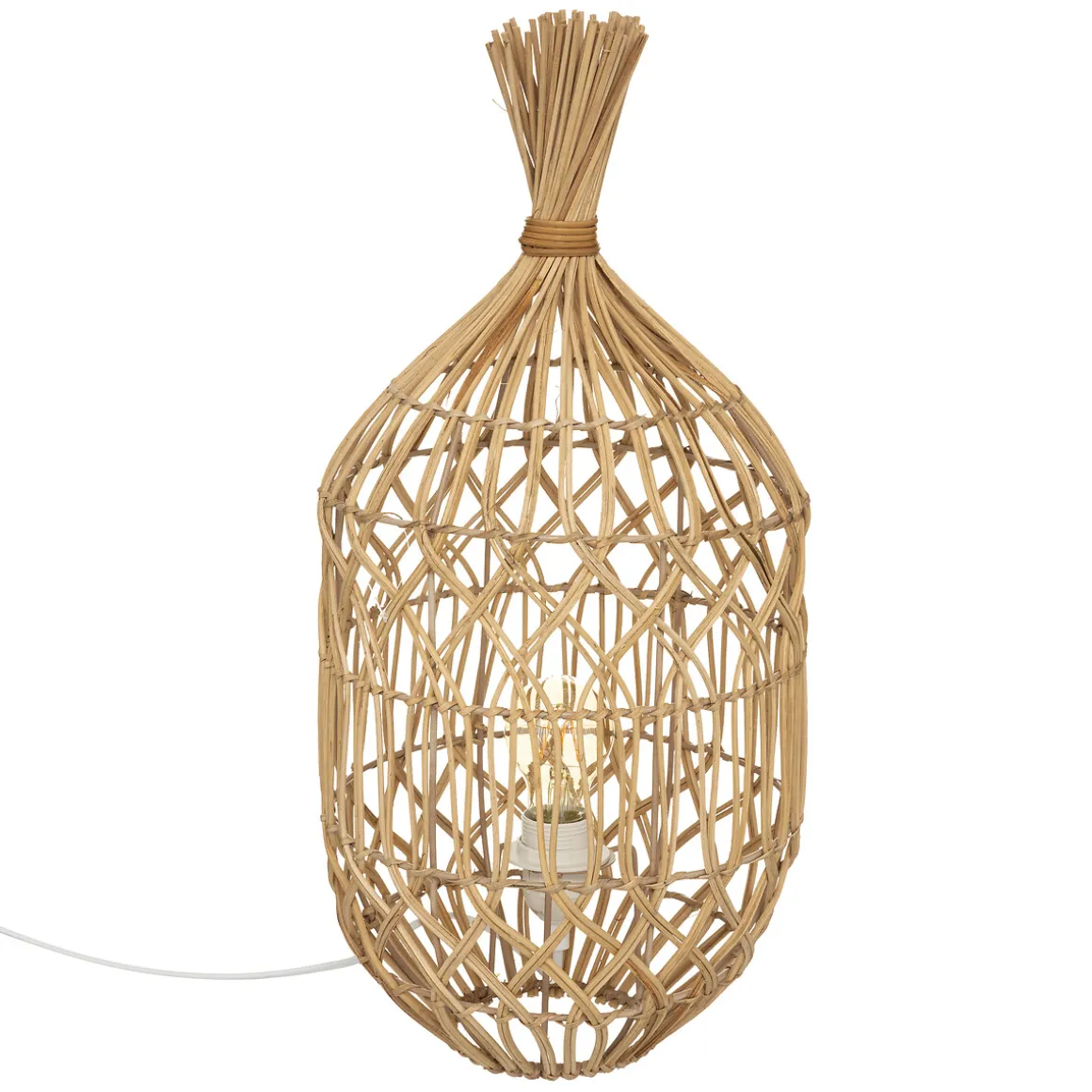 Lámpara De Mesa De Ratán Beige 55cm