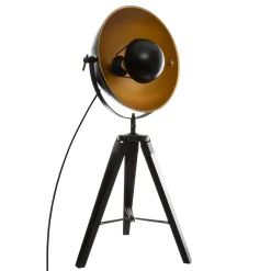 Lámpara De Mesa Lahti Negro Y Dorado Trípode