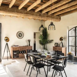 Lámpara De Mesa Lahti Negro Y Dorado Trípode