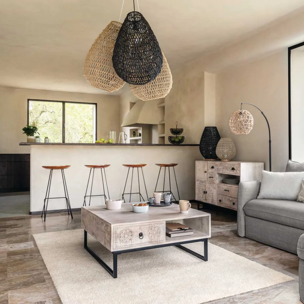 Lámpara De Mesa Metal Papel 30X35.5Cm