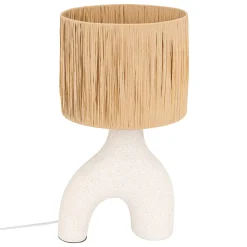 Lámpara de mesa TANIA de cerámica y rafia