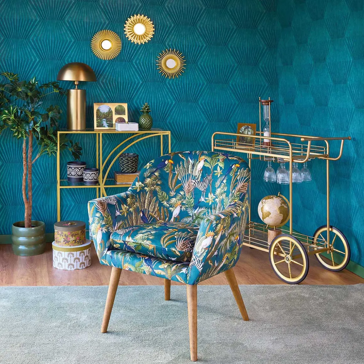 Lámpara de mesa ULYSSE metálica dorada 50cm