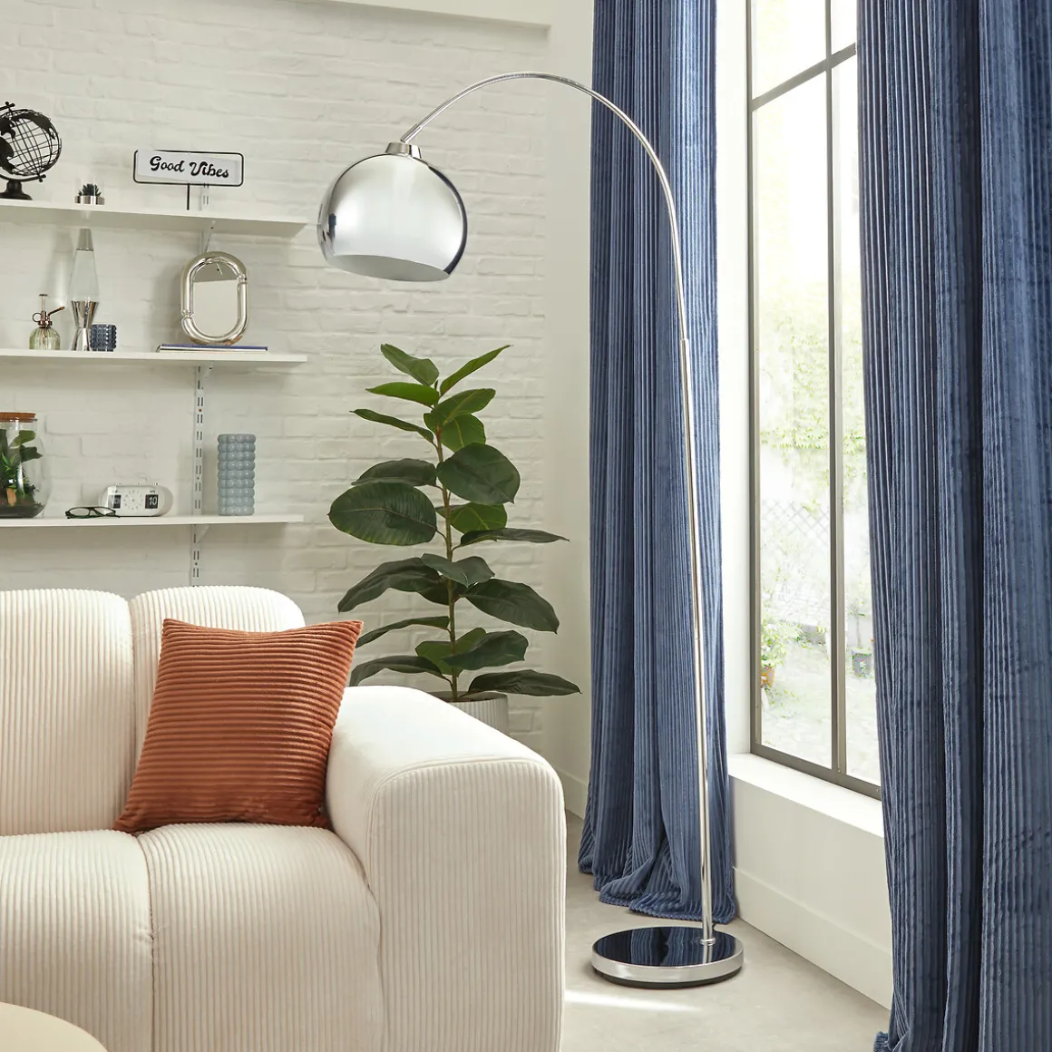 Lámpara de pie FLORIS plata 177cm