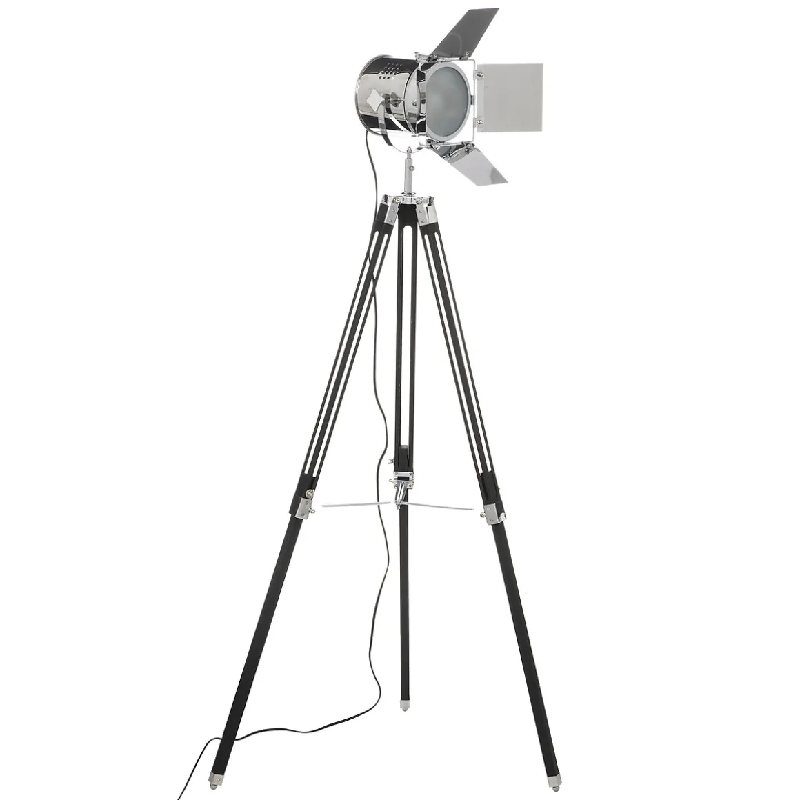 Lámpara De Pie Rio Negro y Plateado De Metal