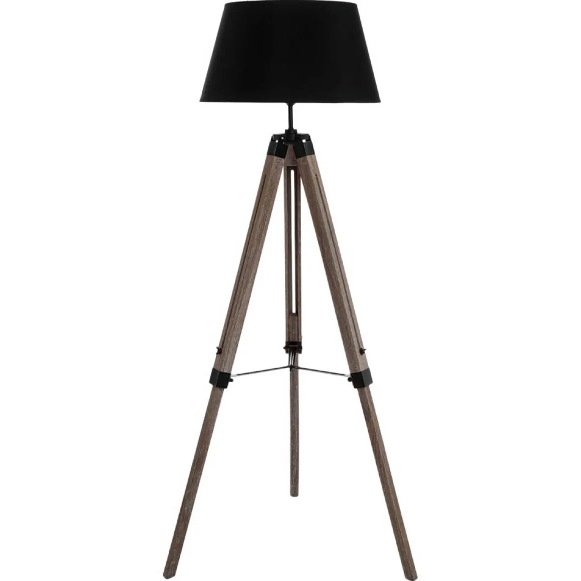 Lámpara De Pie Runo Negra Trípode 145Cm