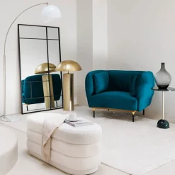 Lámpara de pie ULYSSE dorada de metal 97cm