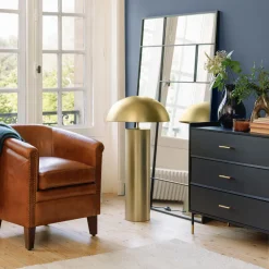 Lámpara de pie ULYSSE dorada de metal 97cm