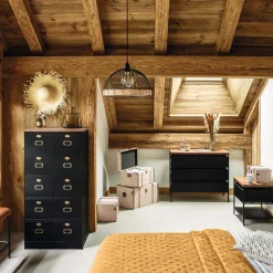 Lámpara De Techo De Ratán Negra 35x25Cm