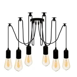 Lámpara De Techo Fil Negra 5x8/15/200Cm