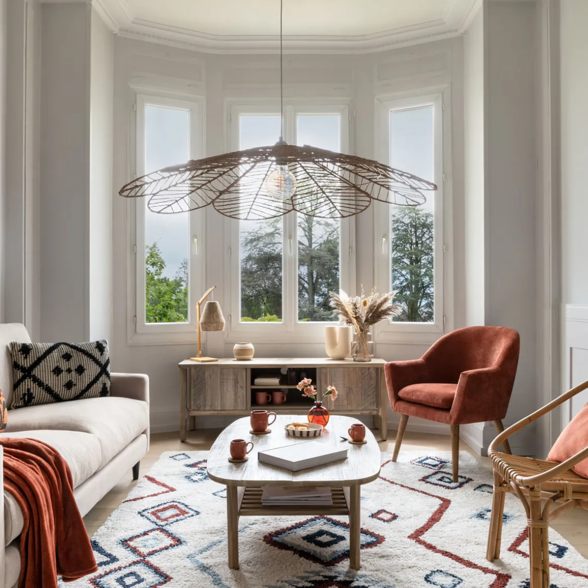 Lámpara De Techo Folk Beige 98Cm