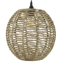 Lámpara De Techo Metal Y Ratán 33x35Cm