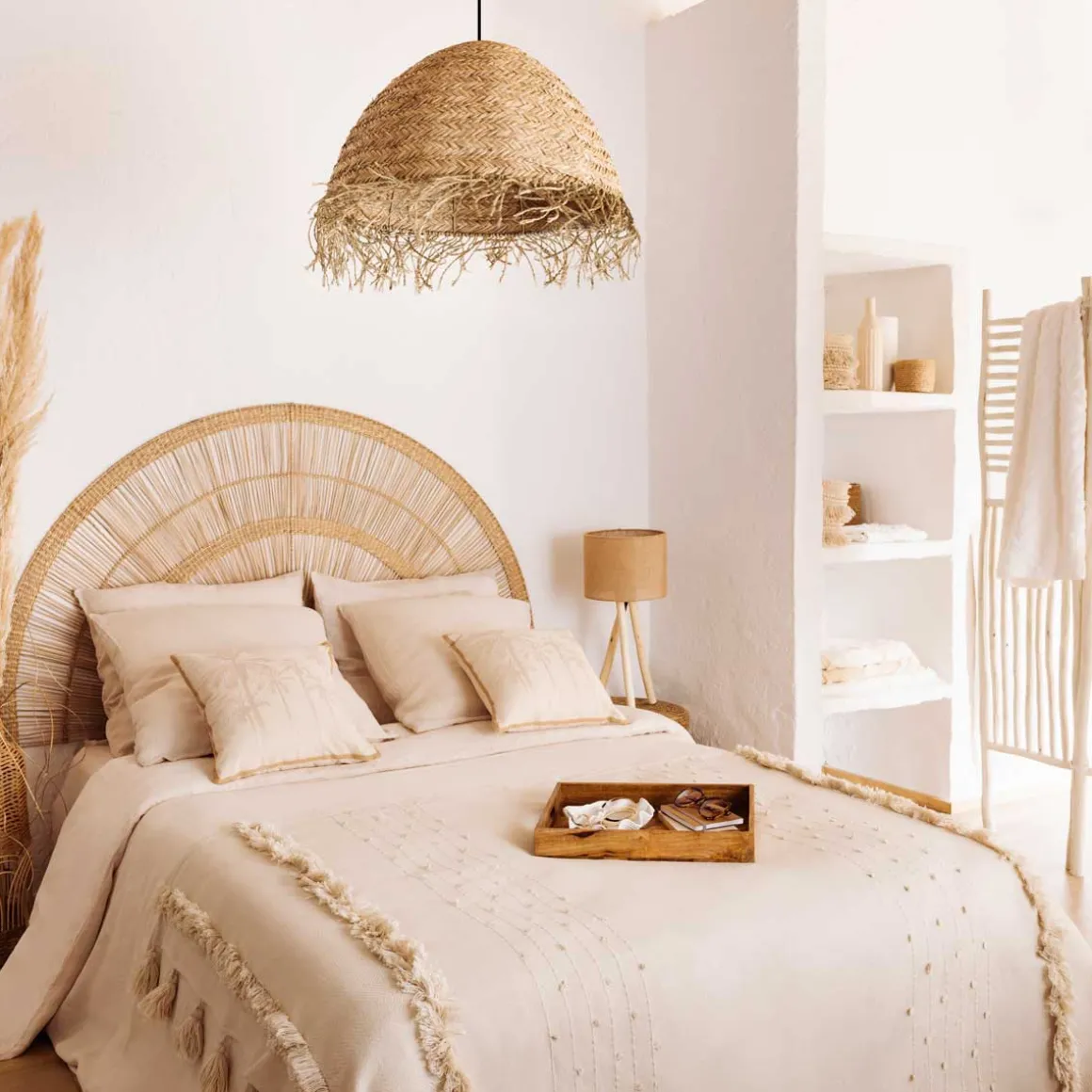 Lámpara De Techo Rafia/Metal 56X30Cm