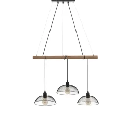 Lámpara de techo TIMMY negra de metal y madeira