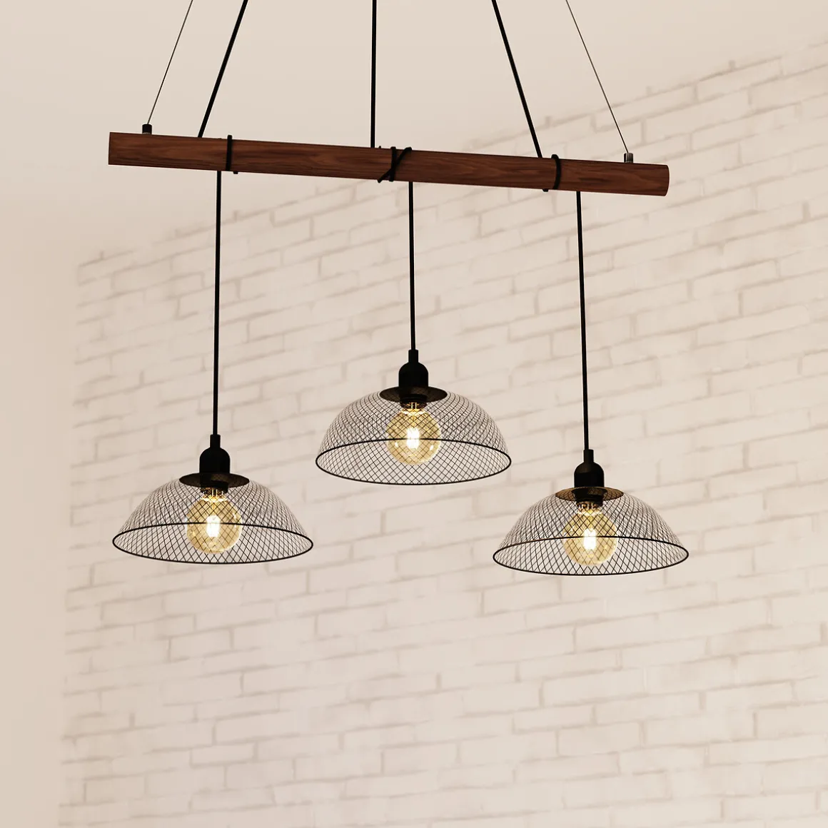 Lámpara de techo TIMMY negra de metal y madeira