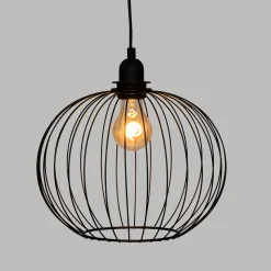 Lámpara De Techo Victa Negra Redonda De Metal 28cm