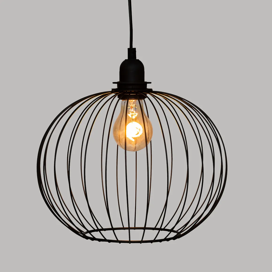 Lámpara De Techo Victa Negra Redonda De Metal 28cm