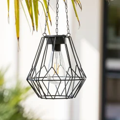 Lámpara Solar Colgante Negra 19x20.5Cm