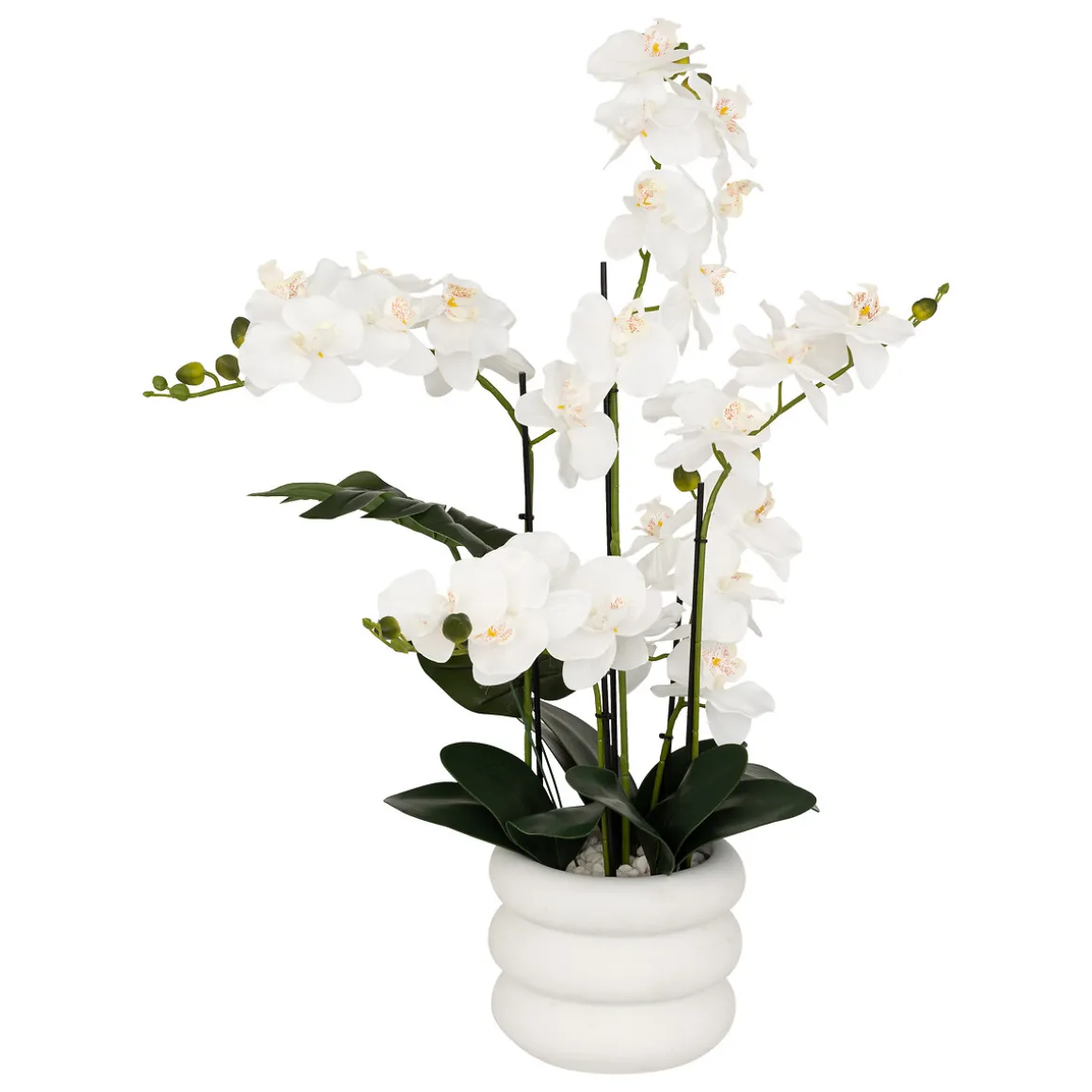Maceta con orquídea artificial MICK blanca 80cm