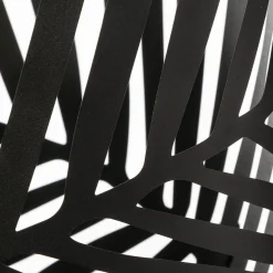 Maceta Con Soporte Negro Con Decoración Hojas 54cm