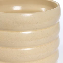 Maceta De Cerámica Ondulada Beige 12.9cm