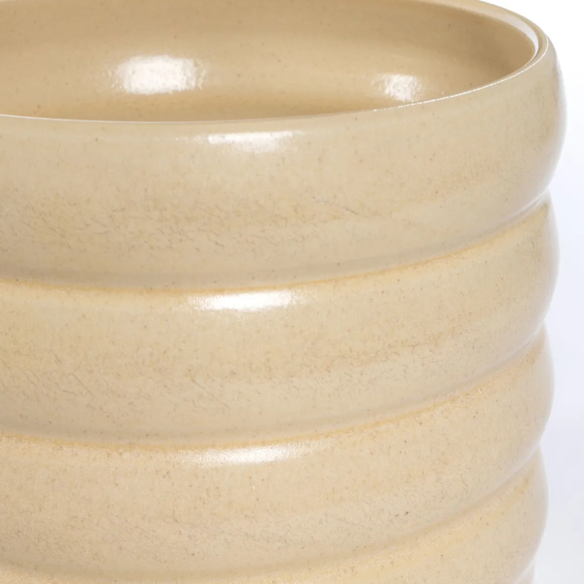 Maceta De Cerámica Ondulada Beige 12.9cm