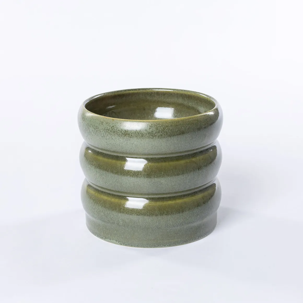 Maceta De Cerámica Ondulada Verde 12.9cm