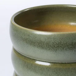 Maceta De Cerámica Ondulada Verde 12.9cm