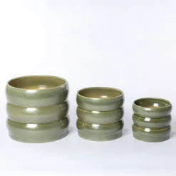 Maceta De Cerámica Ondulada Verde 16cm