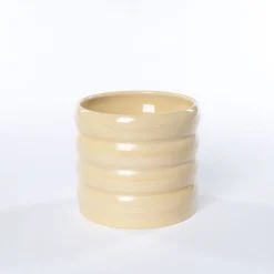 Maceta De Cerámica Ondulada Beige 16.5cm