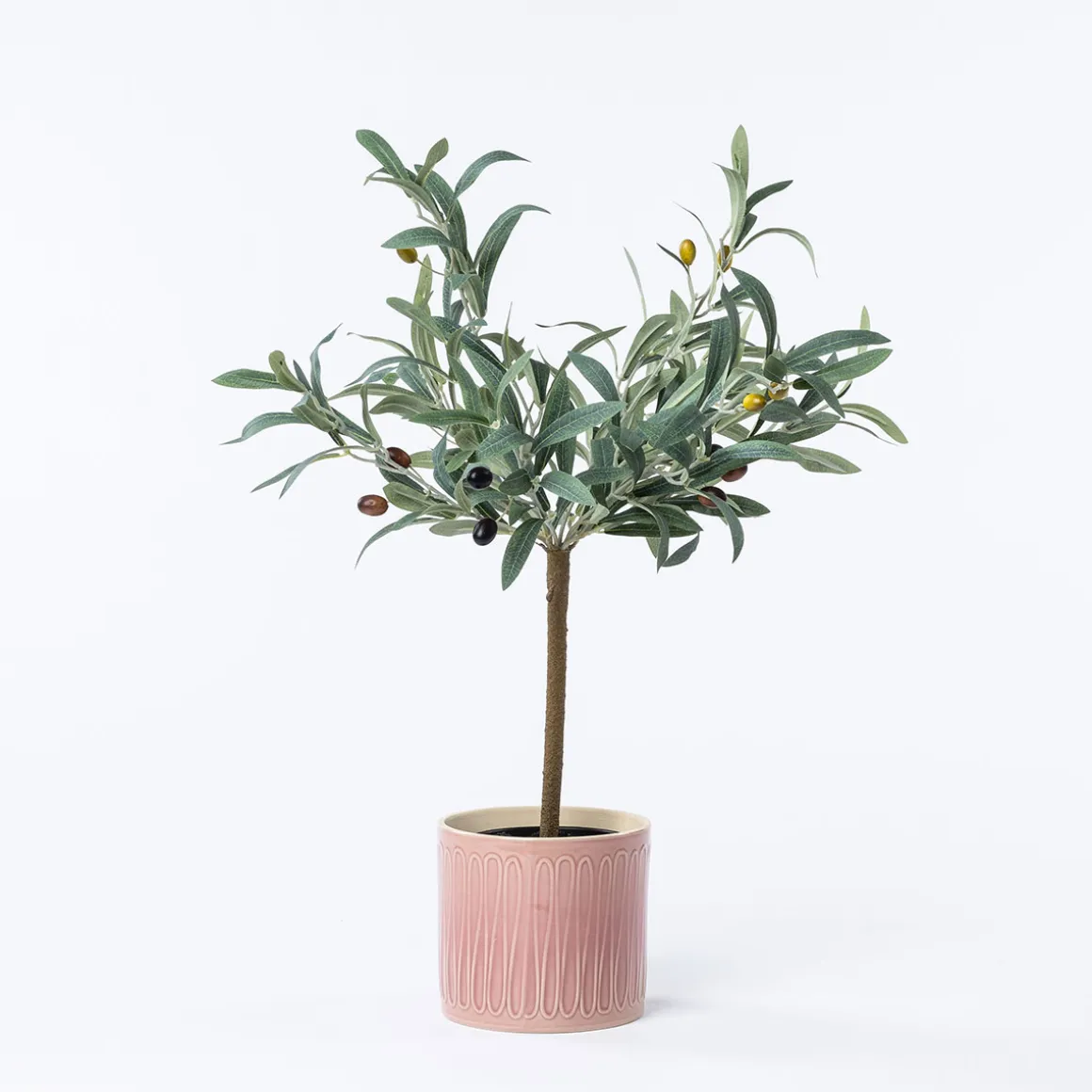 Maceta De Cerámica Rosa De Rayas 14.5cm