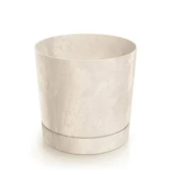 Maceta TUBO efecto cemento beige 14.7x14.8x14.8cm