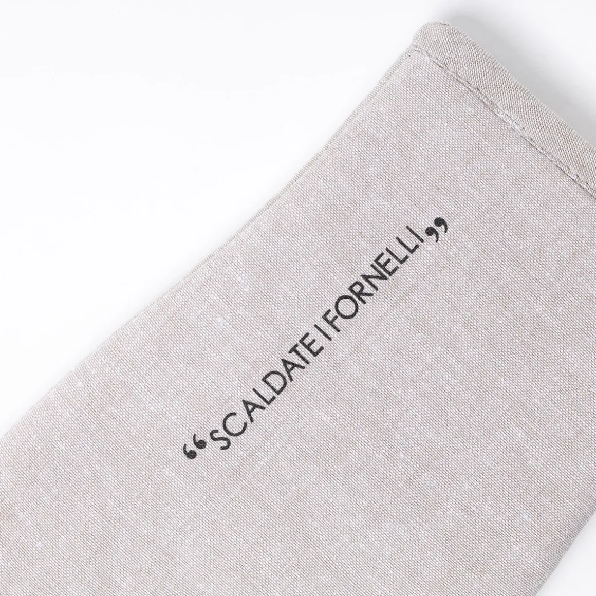 Manopla de cocina con frase taupe