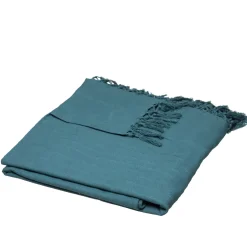 Manta Azul Petróleo Con Flecos 230x250cm