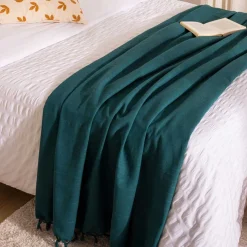 Manta Azul Petróleo Con Flecos 230x250cm