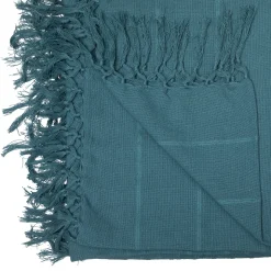 Manta Azul Petróleo Con Flecos 230x250cm