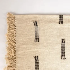 Manta beige con flecos 125x150cm