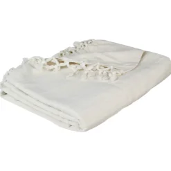 Manta Con Flecos Color Crudo 160x220Cm