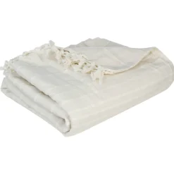 Manta Con Flecos Color Crudo 230x250Cm