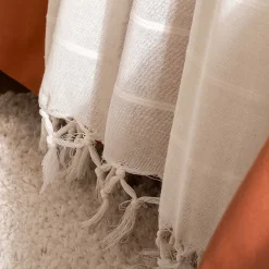 Manta Con Flecos Color Crudo 230x250Cm