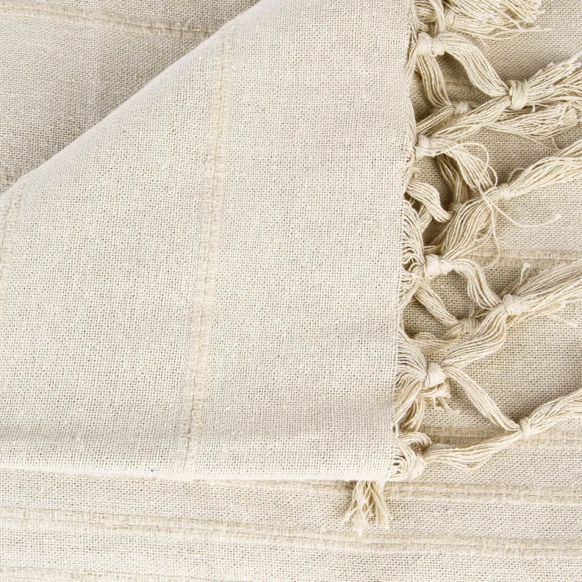 Manta Con Flecos Color Lino 230x250Cm