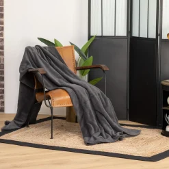 Manta Microfibra Gris Oscuro 180x230Cm