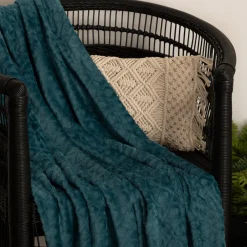 Manta Rombos 3D Azul Petróleo 125x150Cm